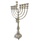 FINE 925 STERLING SILVER HANDMADE SHINY SLEEK FLUTED FINISH CHANUKAH MENORAH