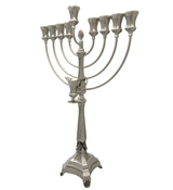 FINE 925 STERLING SILVER HANDMADE LEAF CHASED SWIRL ORNATE MATTE & SHINY MENORAH
