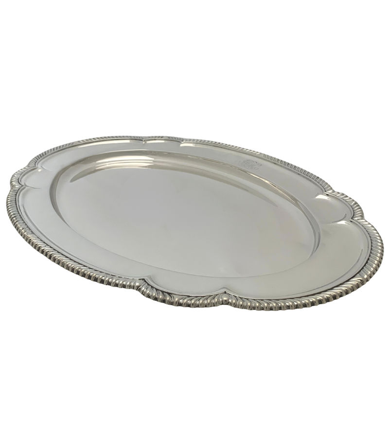 ANTIQUE GORHAM 925 STERLING SILVER HANDMADE MODERN TRIM SHINY SLEEK OVAL TRAY
