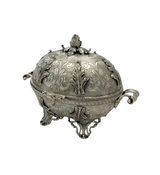 925 STERLING SILVER HANDMADE LEAF APPLIQUE CHASED MATTE SHINY CARRIAGE ESROG BOX