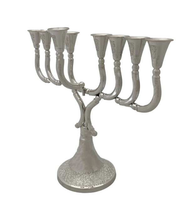 FINE SMALL 925 STERLING SILVER HANDMADE MODERN DIAMOND CUT CHANUKAH MENORAH