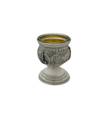 925 STERLING SILVER HANDMADE LEAF APPLIQUE CHASED MATTE SHINY SINGLE SALT HOLDER