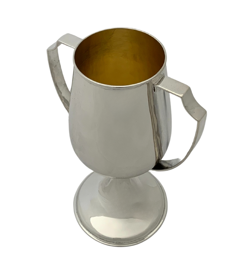 ANTIQUE THE KALO SHOP 925 STERLING SILVER HANDMADE SLEEK TROPHY CUP & HANDLES