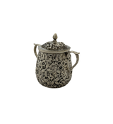 ANTIQUE S. KIRK & SON COIN SILVER HANDMADE REPOUSSE FOLIAGE SUGAR HONEY DISH