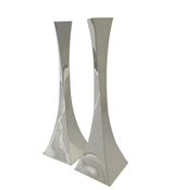 FINE 925 STERLING SILVER HANDMADE MODERN GLOSSY SHINY SLEEK SQUARE CANDLESTICKS