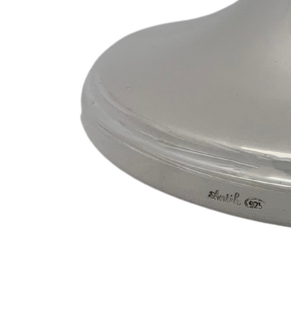 FINE 925 STERLING SILVER HANDMADE MODERN SHINY SLEEK ROUND CHANUKAH MENORAH