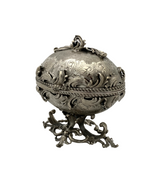 ITALIAN 925 STERLING SILVER HANDMADE LEAF APPLIQUE CHASED MATTE SHINY ESROG BOX