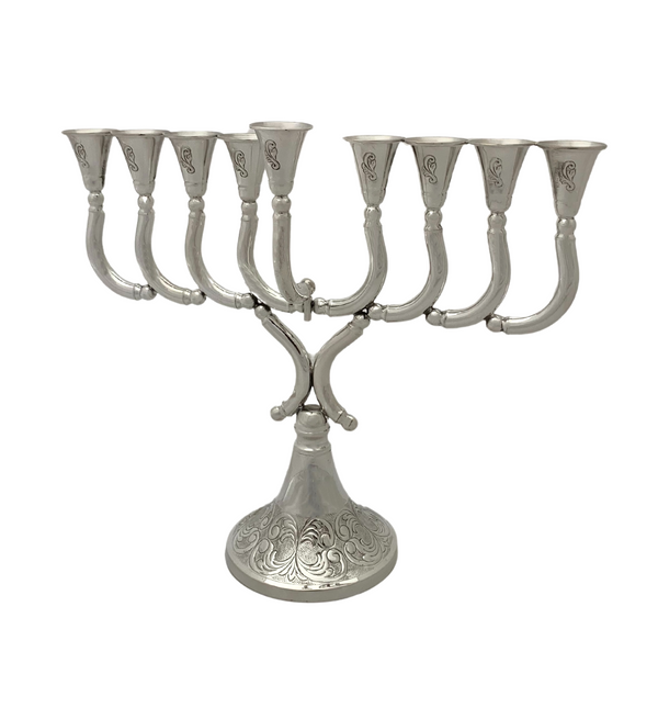 FINE SMALL 925 STERLING SILVER HANDMADE MODERN CHASED SLEEK CHANUKAH MENORAH