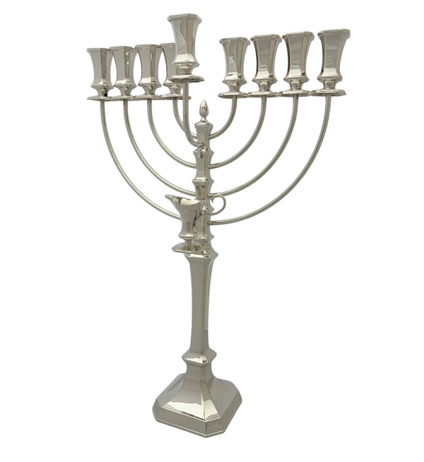 FINE 925 STERLING SILVER HANDMADE MODERN SHINY & SLEEK CLASSIC CHANUKAH MENORAH