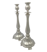 FINE 925 STERLING SILVER HANDMADE MODERN HAMMERED SHINY SLEEK CANDLESTICKS