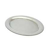 ITALIAN 925 STERLING SILVER HANDMADE MODERN SHINY SLEEK FINISH OVAL PLATE TRAY