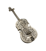 FINE 925 STERLING SILVER HANDMADE VIOLIN ORNATE SHINY SLEEK BESAMIM HOLDER