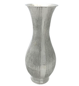 FINE 925 STERLING SILVER HANDMADE STRIATED & SHINY SLEEK FINISH FLOWER VASE