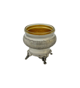 FINE 925 STERLING SILVER HANDMADE STRIATED SHINY SLEEK FINISH ORNATE SALT HOLDER