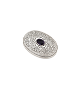 ANTIQUE 1868 GEORGE BETJEMANN & SONS 925 STERLING SILVER & AMETHYST SNUFF BOX