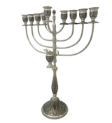 ITALIAN 925 STERLING SILVER HANDMADE FLORAL SWIRL ORNATE SHINY CHANUKAH MENORAH
