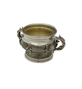 FINE 925 STERLING SILVER HANDMADE LEAF APPLIQUE ORNATE MATTE & SHINY SALT HOLDER