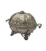 925 STERLING SILVER HANDMADE FLORAL LEAF APPLIQUE MATTE SHINY CARRIAGE ESROG BOX