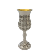 LARGE 925 STERLING SILVER HANDMADE DIAMOND CUT SLEEK PASSOVER ELIYAHU CUP & TRAY