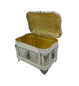 925 STERLING SILVER & GILDED HANDMADE CHASED ORNATE FLORAL ESROG JEWELRY BOX