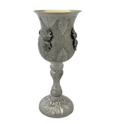 925 STERLING SILVER HANDMADE CHASED LEAF APPLIQUE SWIRL MATTE SHINY ELIYAHU CUP