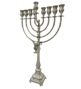 FINE 925 STERLING SILVER HANDMADE MODERN SWIRL LEAF ORNATE CHANUKAH MENORAH
