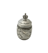 FINE 925 STERLING SILVER HANDMADE CHASED SWIRL MATTE & SHINY CUP & TRAY & COVER