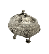 FINE 925 STERLING SILVER HANDMADE FLORAL LEAF APPLIQUE STRIATED ORNATE ESROG BOX