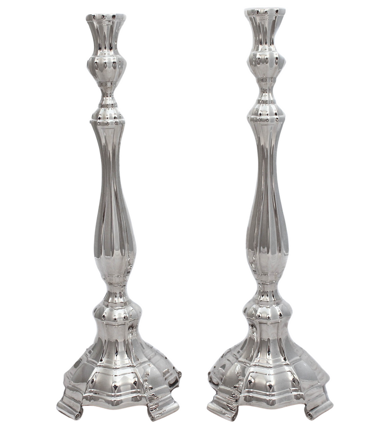 FINE 925 STERLING SILVER HANDMADE MODERN SHINY SLEEK GLOSSY CANDLESTICKS