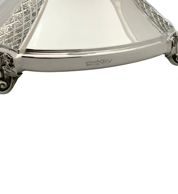 FINE 925 STERLING SILVER HANDMADE DIAMOND CUT & SHINY SLEEK ROUND CANDLESTICKS