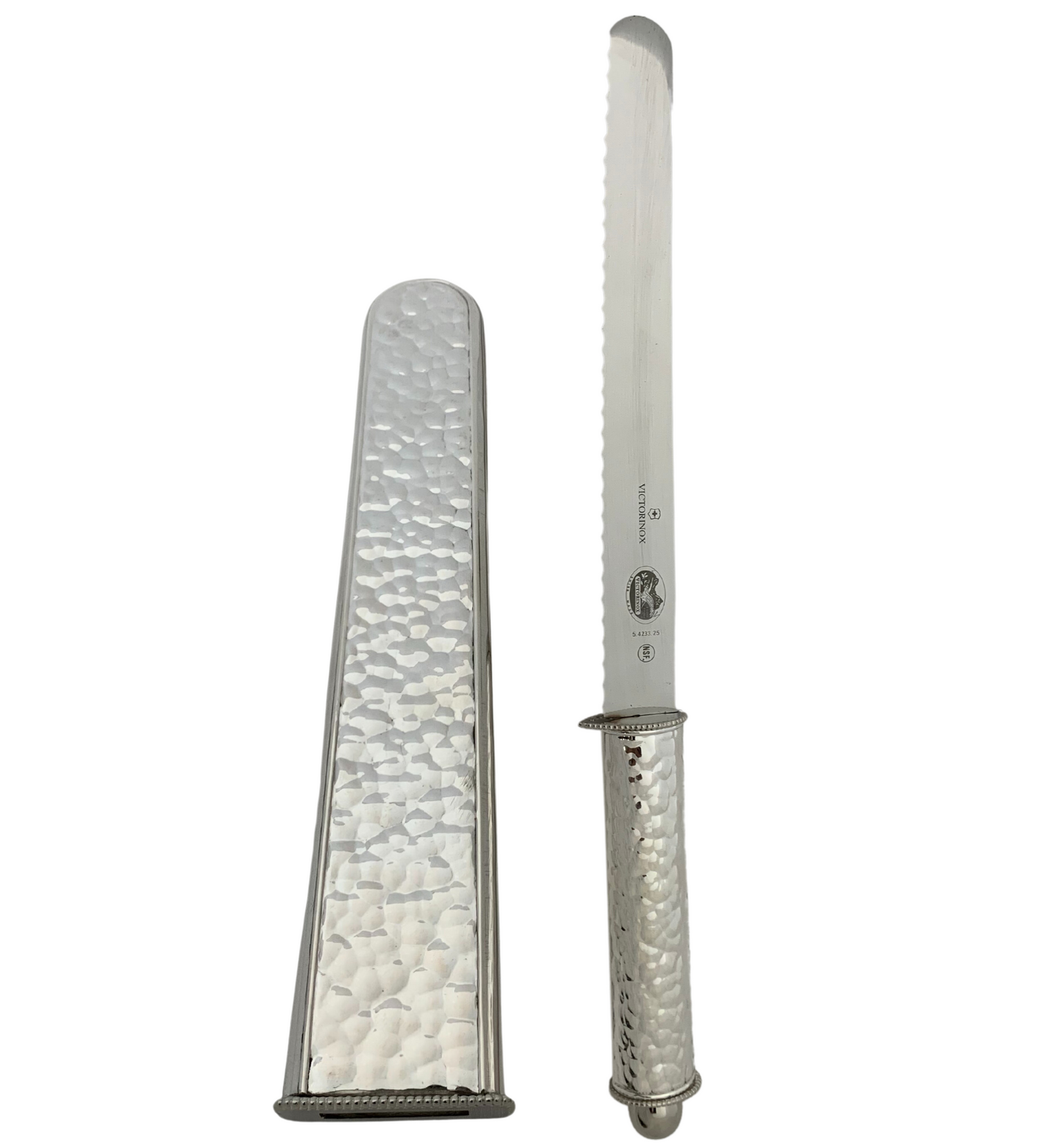 925 STERLING SILVER HANDMADE MODERN HAMMERED SERRATED VICTORINOX