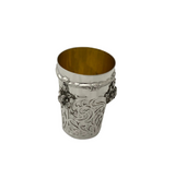 FINE 925 STERLING SILVER HANDMADE FLUTED OPEN SWIRL FLORAL APPLIQUE CUP & TRAY