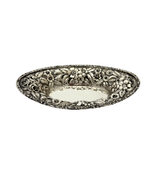 ANTIQUE STIEFF 925 STERLING SILVER HANDMADE FLORAL REPOUSSE ORNATE BON BON DISH