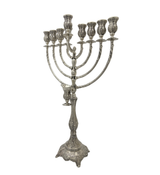 925 STERLING SILVER HANDMADE CHASED LEAF ORNATE MATTE & SHINY CHANUKAH MENORAH