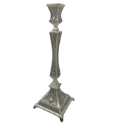 FINE 925 STERLING SILVER HANDMADE CHASED LEAF APPLIQUE SQUARE MATTE CANDLESTICKS