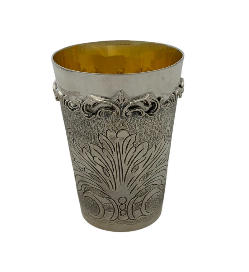 FINE 925 STERLING SILVER HANDMADE CHASED SWIRL ORNATE MATTE & SHINY CUP & TRAY