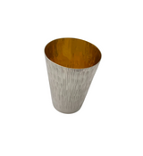 FINE 925 STERLING SILVER HANDMADE MODERN STRIATED SHINY SLEEK FINISH CUP & TRAY