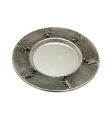 FINE 925 STERLING SILVER HANDMADE LEAF APPLIQUE MATTE & SHINY SLEEK CUP & TRAY