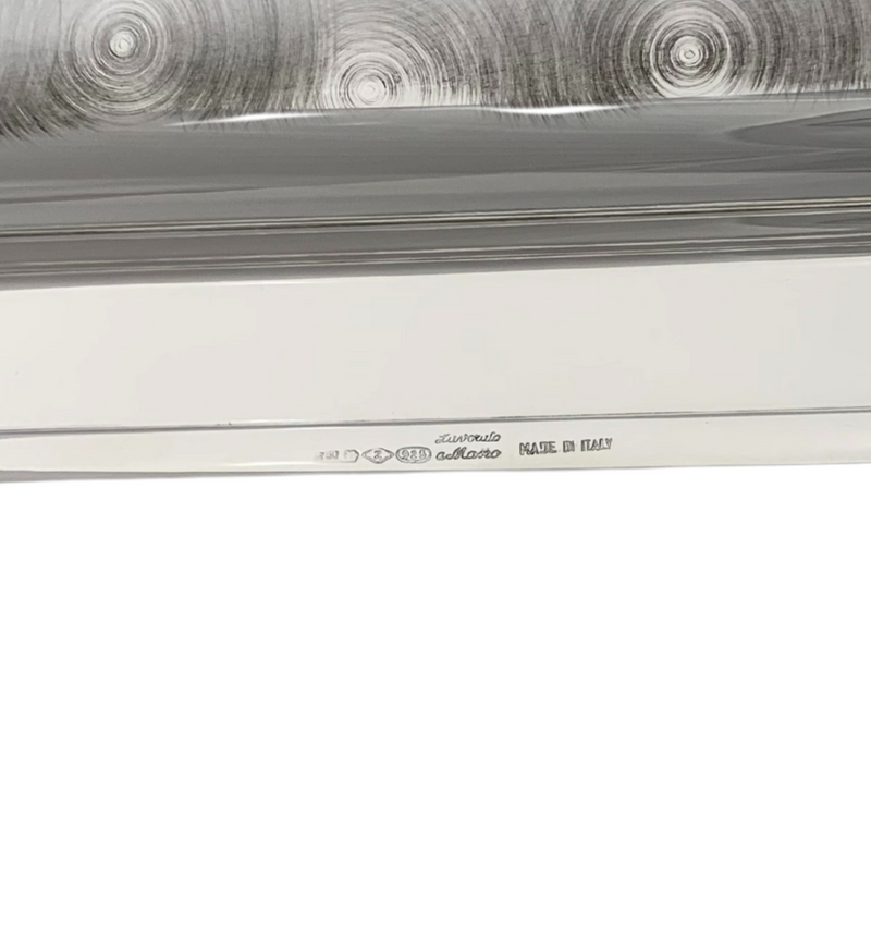 ITALIAN 925 STERLING SILVER HANDMADE MODERN SHINY SLEEK RECTANGLE SERVING TRAY