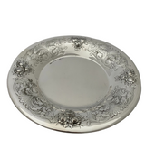 FINE ITALY 925 STERLING SILVER HANDMADE CHASED SWIRL FLORAL ENGRAVED CUP & TRAY
