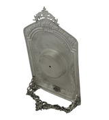 925 STERLING SILVER HANDMADE CHASED ORNATE LEAF MATTE & SHINY QUARTZ TABLE CLOCK