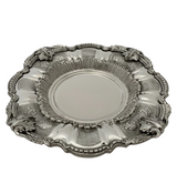 FINE ITALY 925 STERLING SILVER HANDMADE LEAF APPLIQUE MATTE & SHINY CUP & TRAY