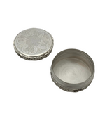 925 STERLING SILVER HANDMADE CHASED SWIRL ORNATE MATTE & SHINY ROUND SNUFF BOX