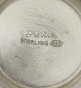FINE 925 STERLING SILVER & GILDED LEAF APPLIQUE CHASED SWIRL DOUBLE SALT HOLDER