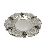 FINE 925 STERLING SILVER HANDMADE FLUTED OPEN SWIRL FLORAL APPLIQUE CUP & TRAY