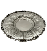 FINE ITALIAN 925 STERLING SILVER HANDMADE FLUTED CHASED SWIRL ORNATE CUP & TRAY