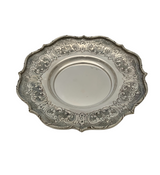 ITALY 925 STERLING SILVER HANDMADE CHASED SWIRL FLORAL MATTE & SHINY CUP & TRAY