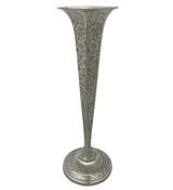 OLD AMERICAN ANTIQUE 925 STERLING SILVER HANDMADE FLORAL ORNATE SHINY SLEEK VASE