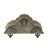 FINE 925 STERLING SILVER HANDMADE LEAF APPLIQUE ORNATE MATTE NAPKIN HOLDER