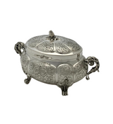 FINE 925 STERLING SILVER HANDMADE FLORAL SWIRL ORNATE STRIATED & SLEEK ESROG BOX